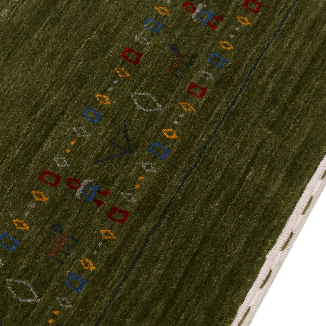 Ready to Ship Green Contemporary Design Hand Loomed Wool Area Rug - The Rug Decor