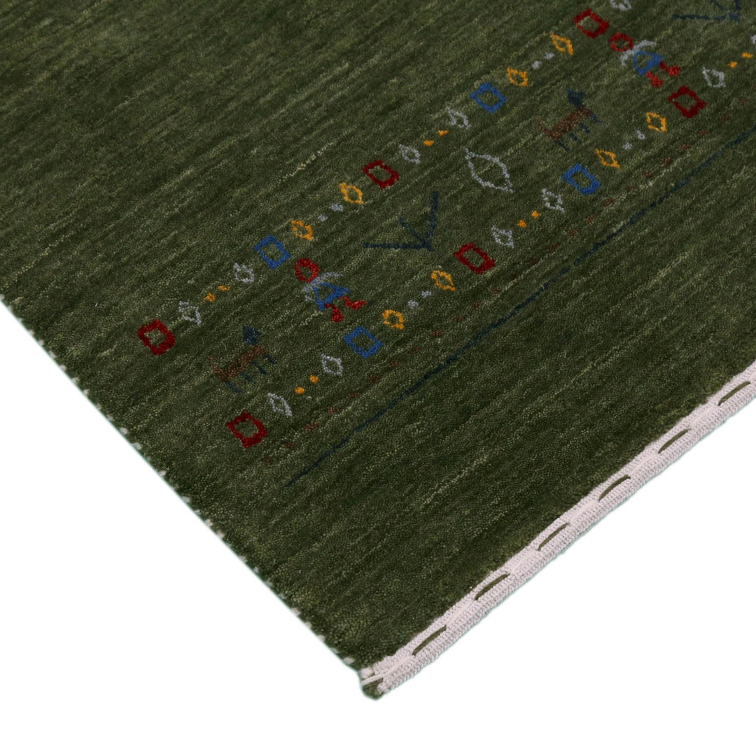 Ready to Ship Green Contemporary Design Hand Loomed Wool Area Rug - The Rug Decor
