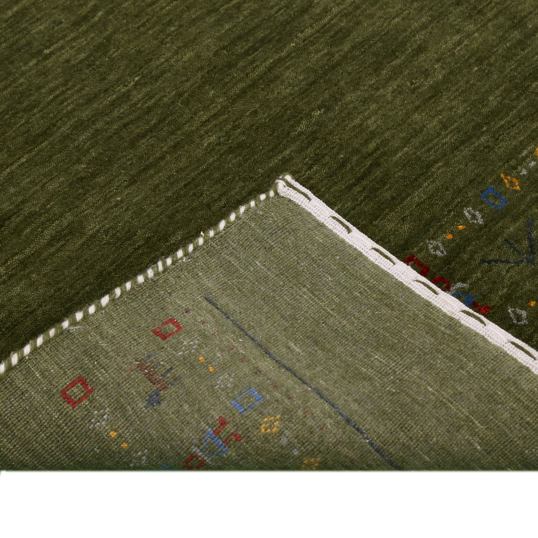 Ready to Ship Green Contemporary Design Hand Loomed Wool Area Rug - The Rug Decor