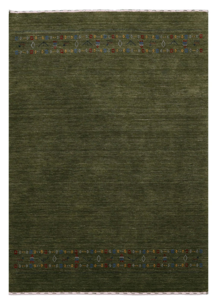 Ready to Ship Green Contemporary Design Hand Loomed Wool Area Rug - The Rug Decor