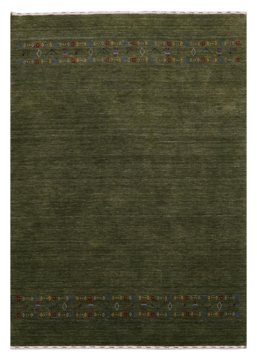 Ready to Ship Green Contemporary Design Hand Loomed Wool Area Rug - The Rug Decor