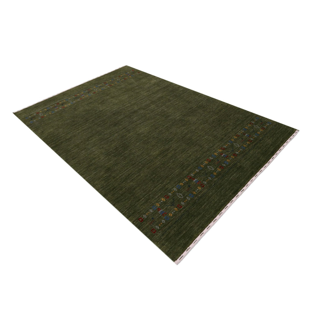 Ready to Ship Green Contemporary Design Hand Loomed Wool Area Rug - The Rug Decor