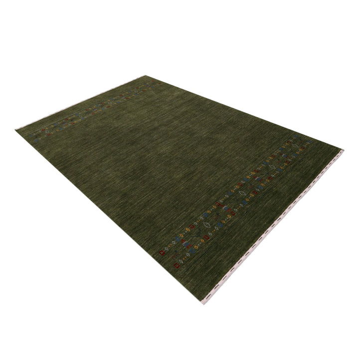 Ready to Ship Green Contemporary Design Hand Loomed Wool Area Rug - The Rug Decor