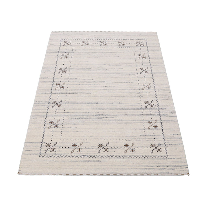 Ready to Ship Ivory Gabbeh Border Design Hand Loomed Wool Rug - The Rug Decor