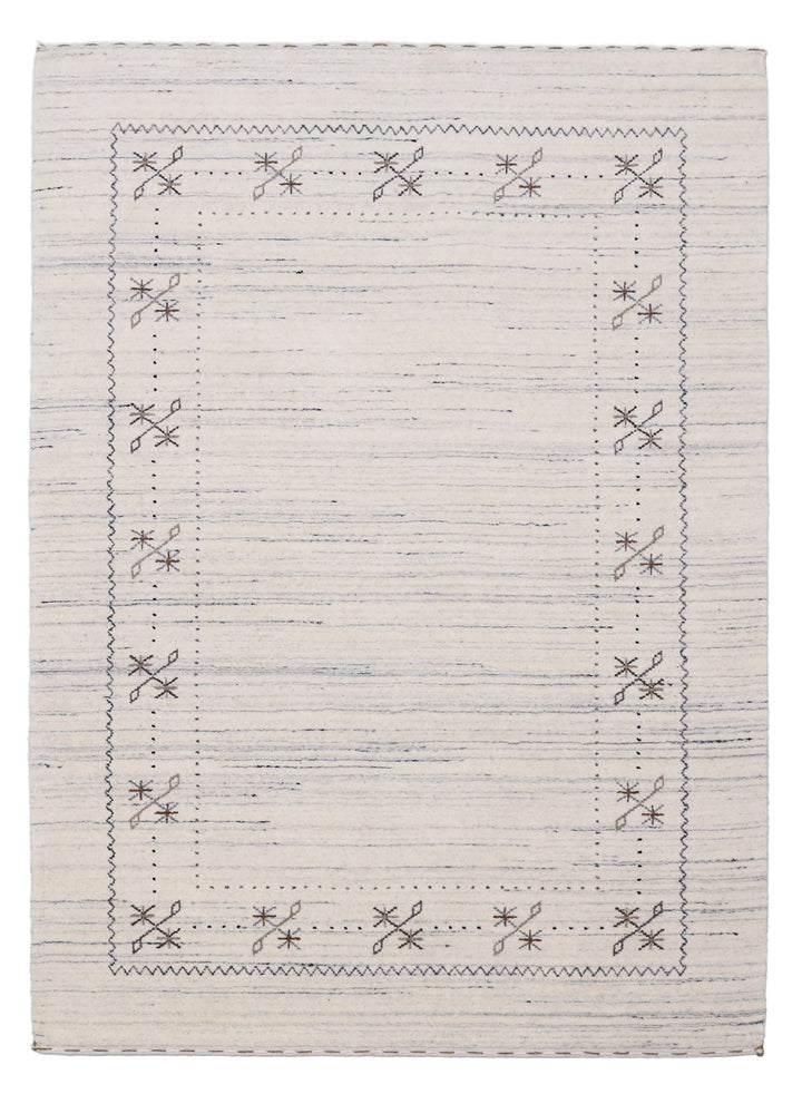 Ready to Ship Ivory Gabbeh Border Design Hand Loomed Wool Rug - The Rug Decor