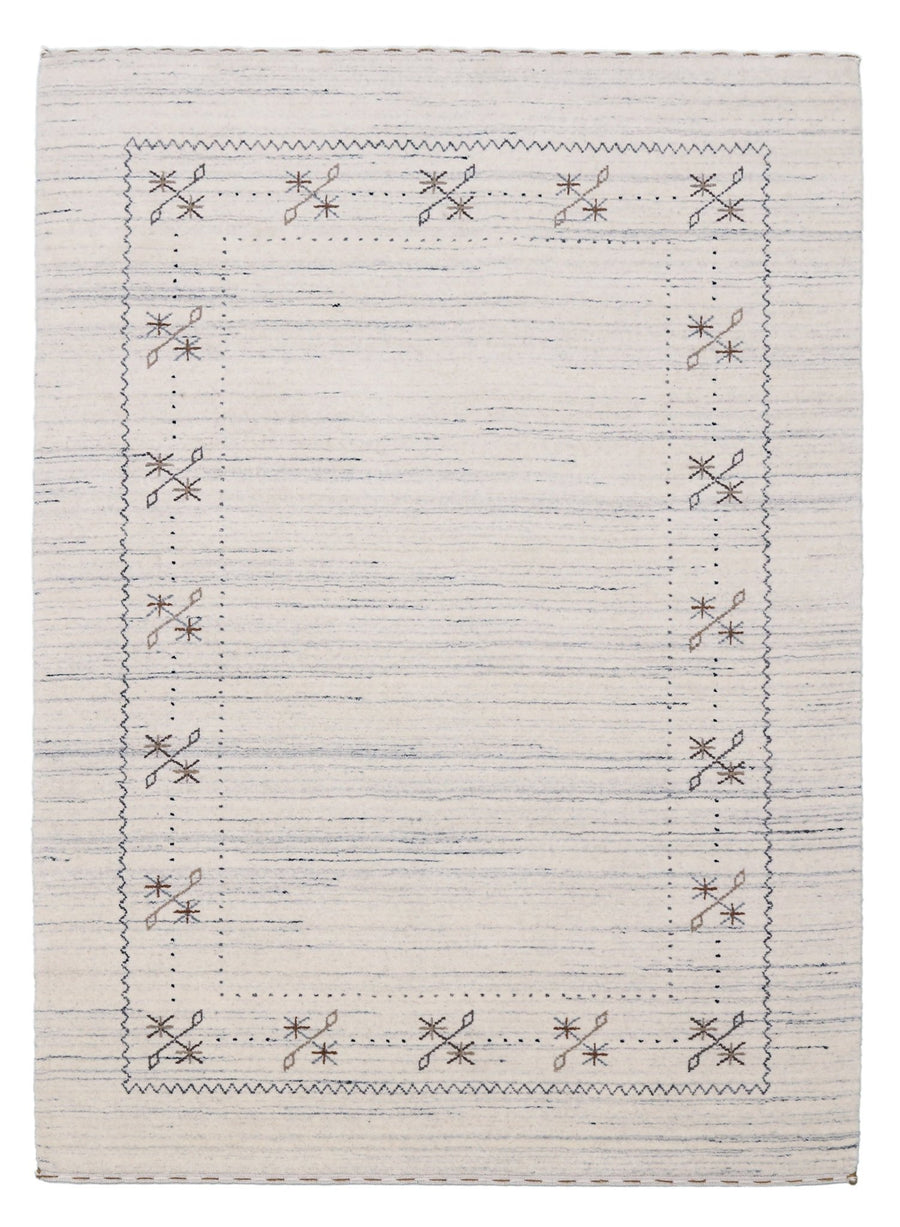 Ready to Ship Ivory Gabbeh Border Design Hand Loomed Wool Rug - The Rug Decor