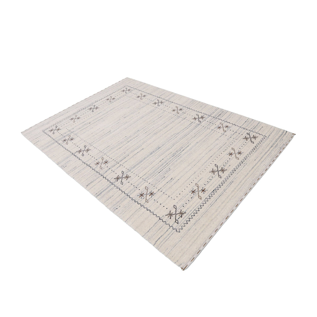 Ready to Ship Ivory Gabbeh Border Design Hand Loomed Wool Rug - The Rug Decor