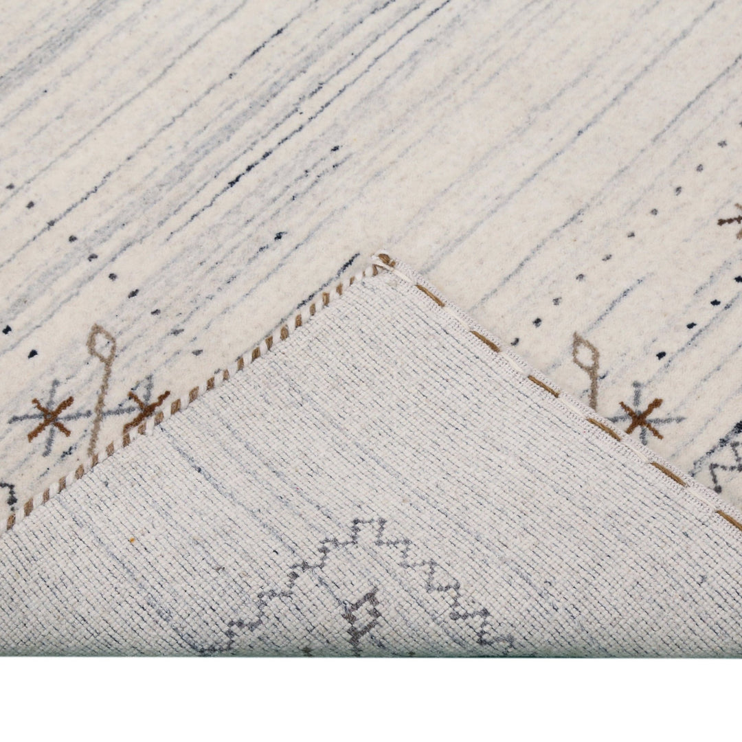 Ready to Ship Ivory Gabbeh Border Design Hand Loomed Wool Rug - The Rug Decor