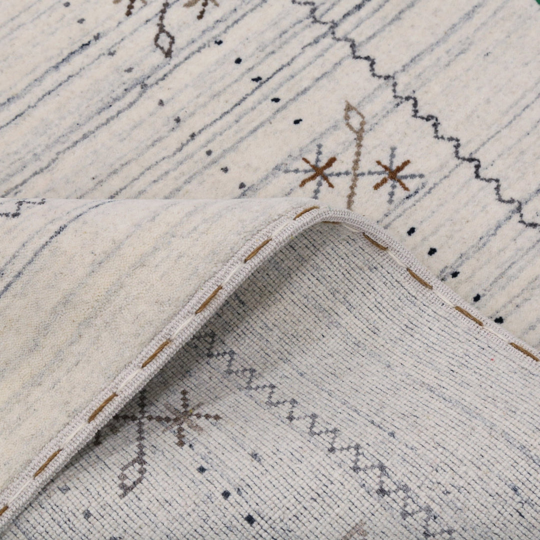 Ready to Ship Ivory Gabbeh Border Design Hand Loomed Wool Rug - The Rug Decor