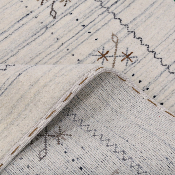 Ready to Ship Ivory Gabbeh Border Design Hand Loomed Wool Rug - The Rug Decor