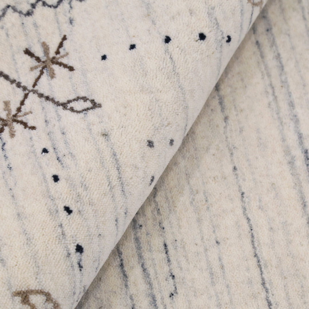 Ready to Ship Ivory Gabbeh Border Design Hand Loomed Wool Rug - The Rug Decor