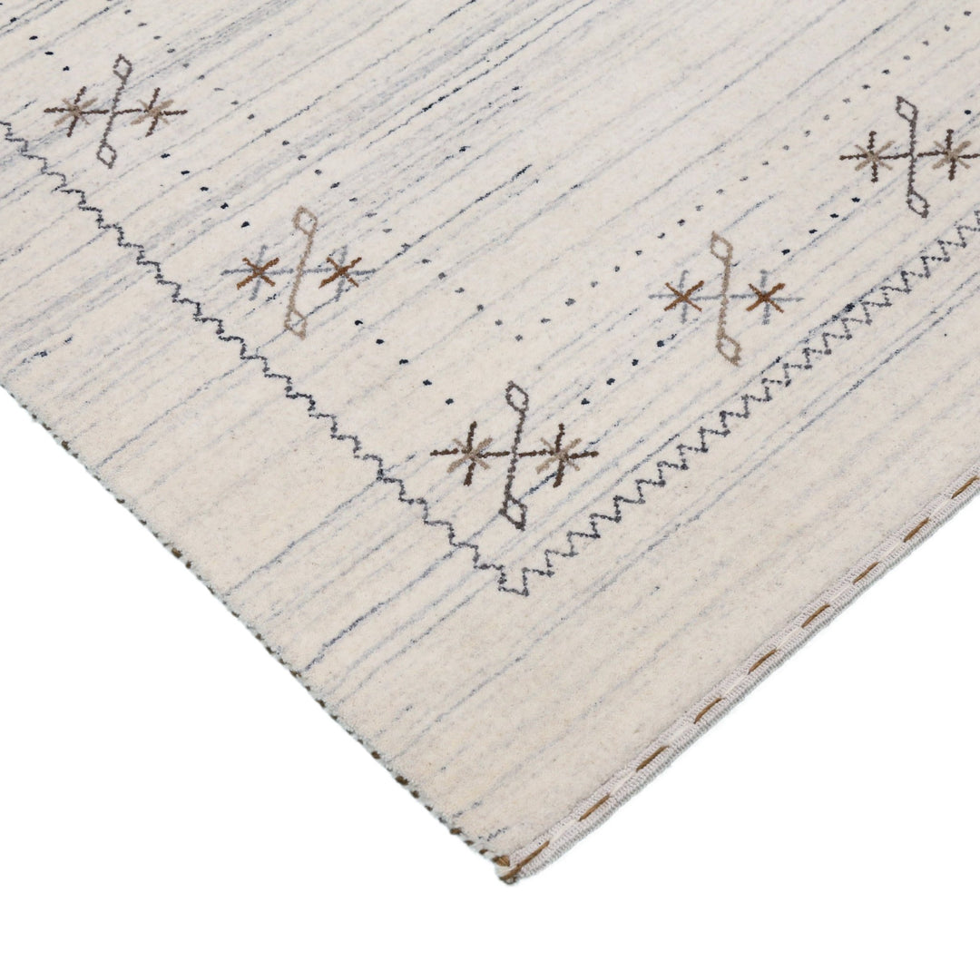 Ready to Ship Ivory Gabbeh Border Design Hand Loomed Wool Rug - The Rug Decor