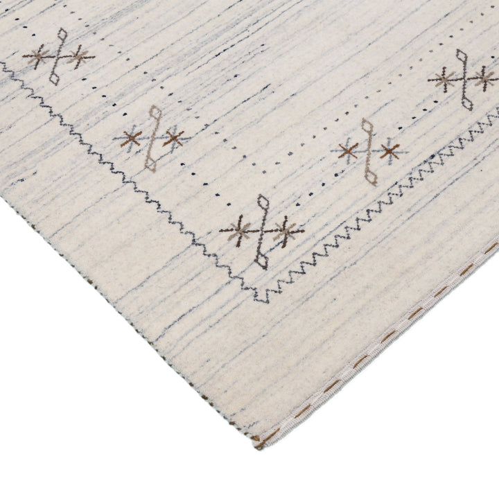 Ready to Ship Ivory Gabbeh Border Design Hand Loomed Wool Rug - The Rug Decor