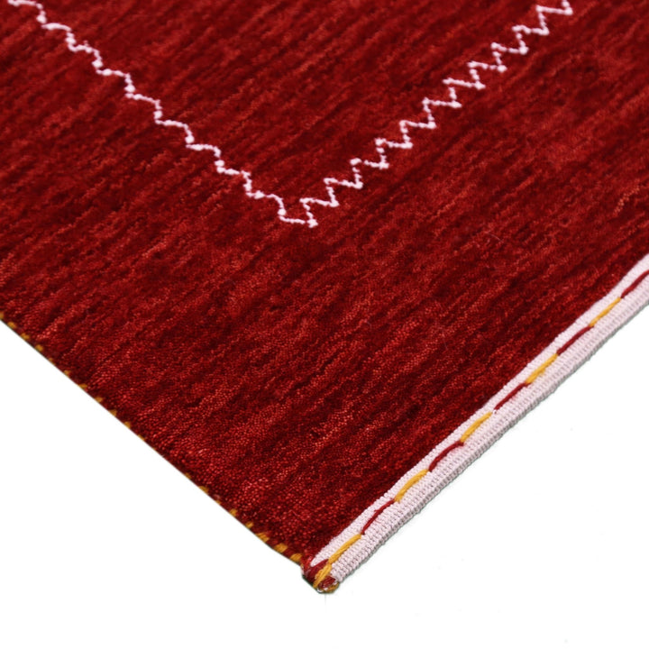 Ready to Ship Modern Design Red Hand Loomed Wool Area Rug - The Rug Decor