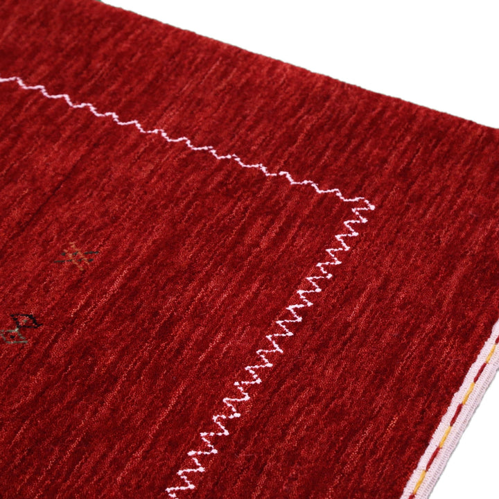 Ready to Ship Modern Design Red Hand Loomed Wool Area Rug - The Rug Decor