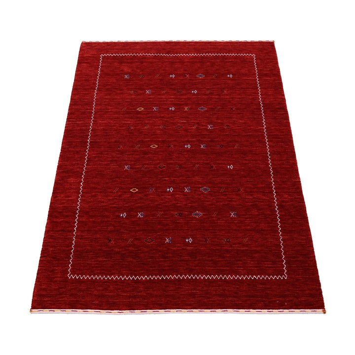 Ready to Ship Modern Design Red Hand Loomed Wool Area Rug - The Rug Decor