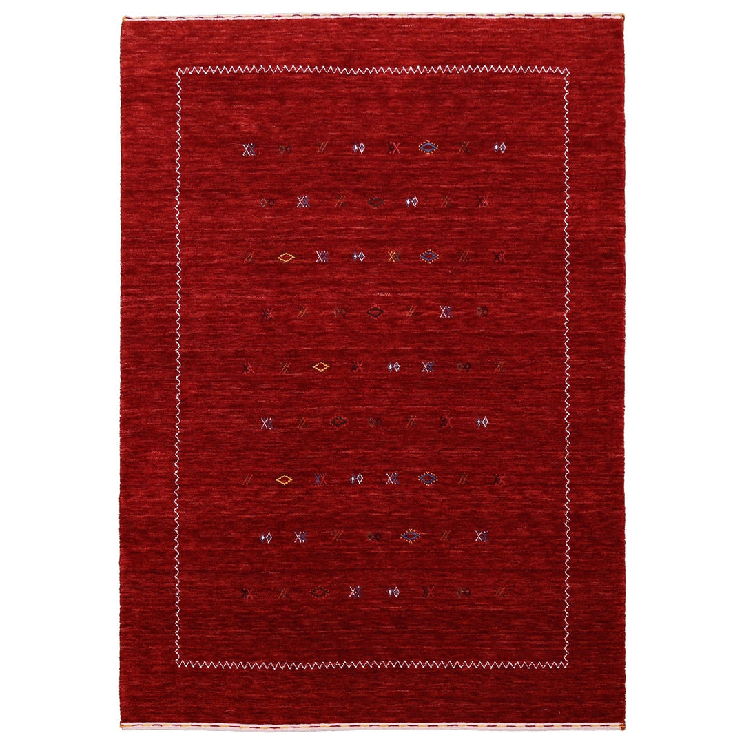 Ready to Ship Modern Design Red Hand Loomed Wool Area Rug - The Rug Decor