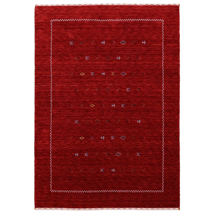 Ready to Ship Modern Design Red Hand Loomed Wool Area Rug - The Rug Decor