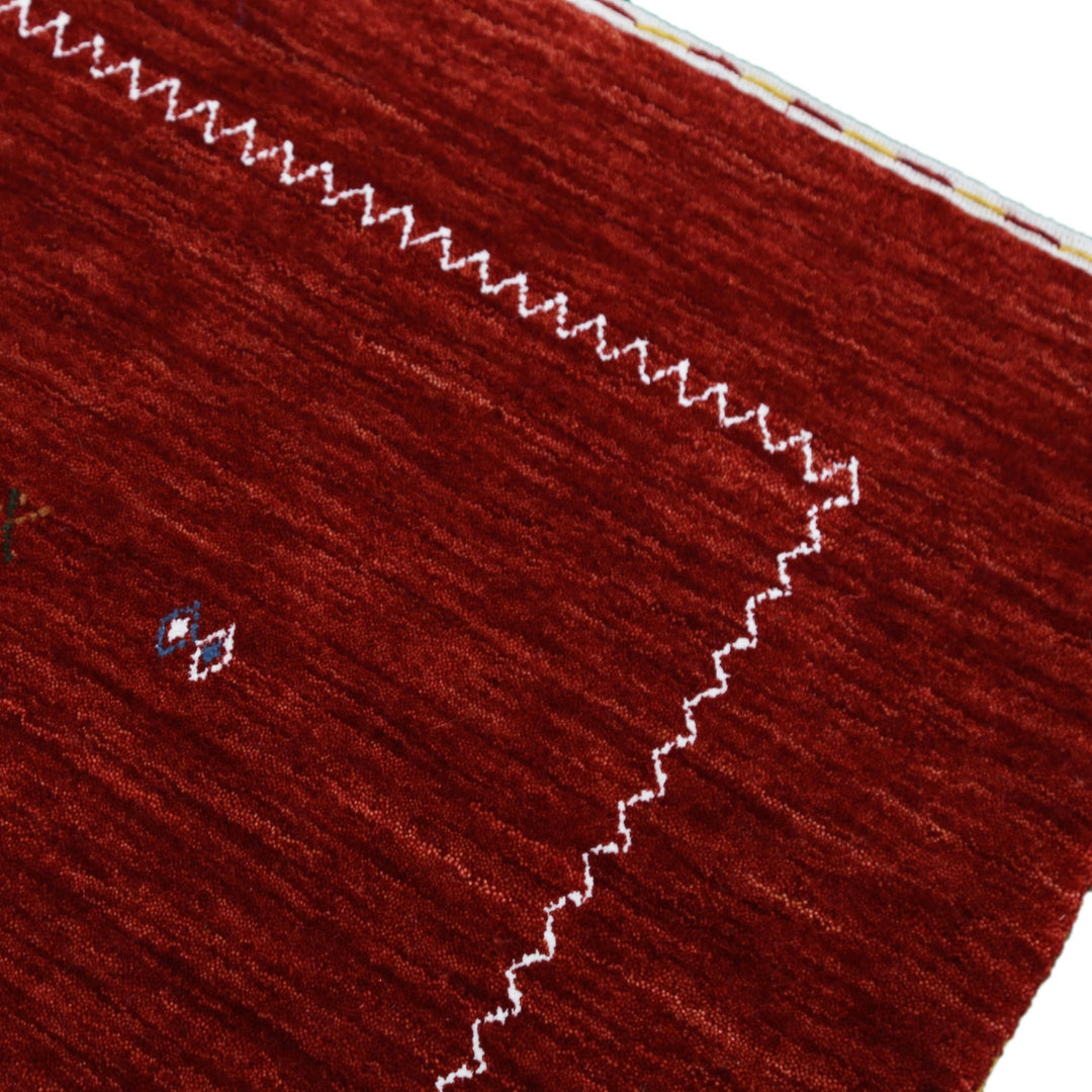 Ready to Ship Modern Design Red Hand Loomed Wool Area Rug - The Rug Decor