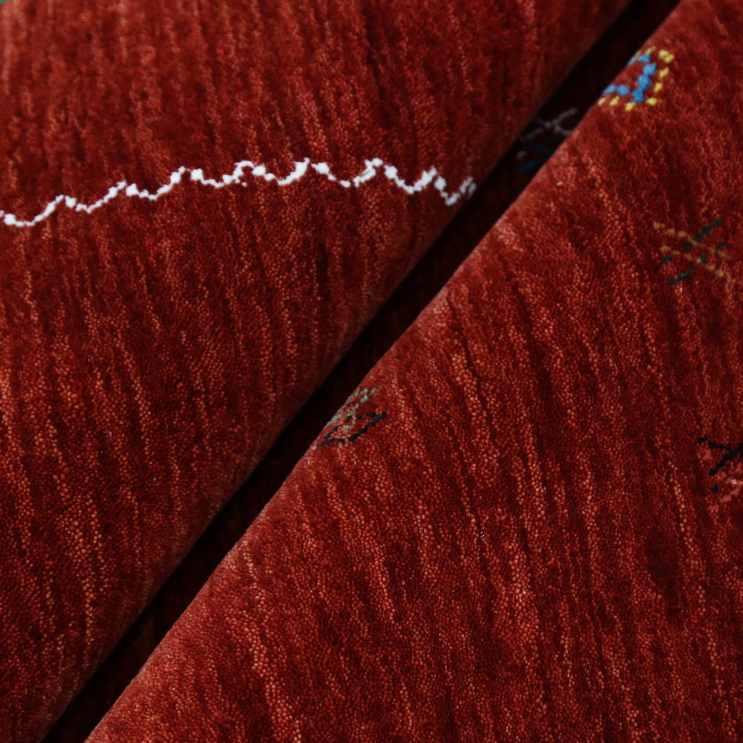 Ready to Ship Modern Design Red Hand Loomed Wool Area Rug - The Rug Decor