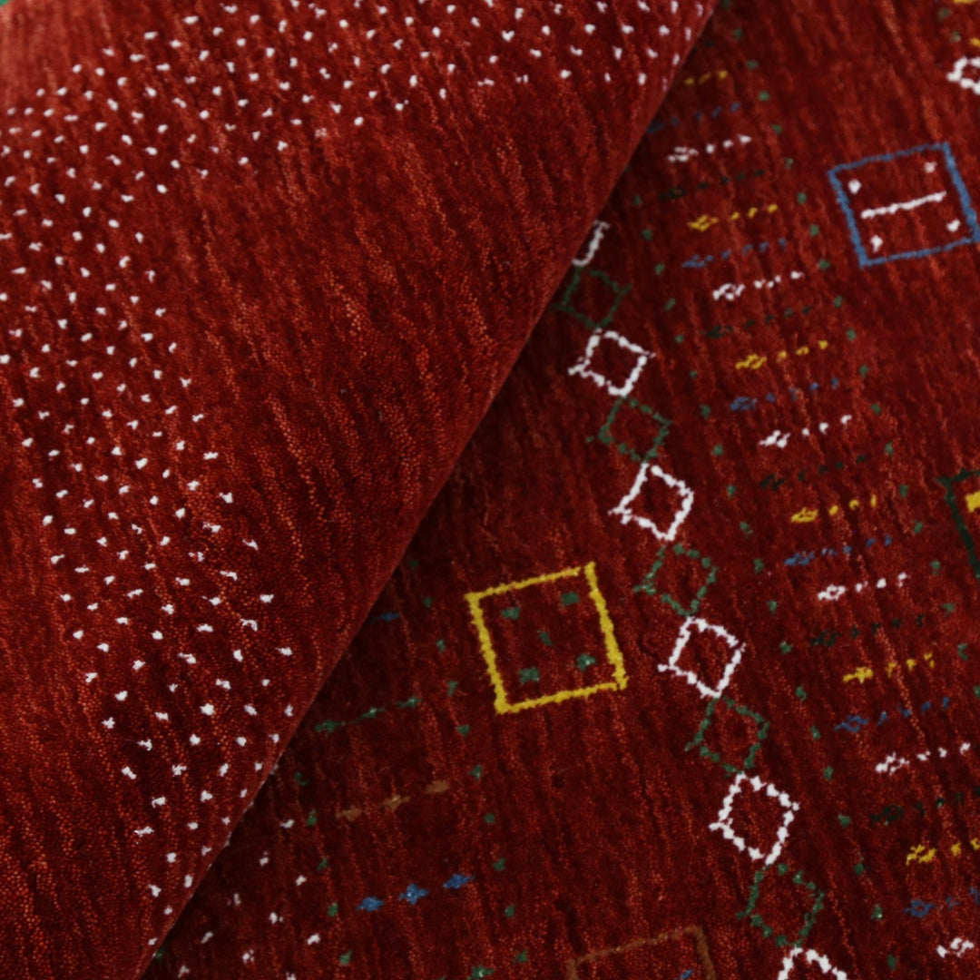 Ready to Ship Red Contemporary Center Design Hand Loomed Wool Area Rug - The Rug Decor