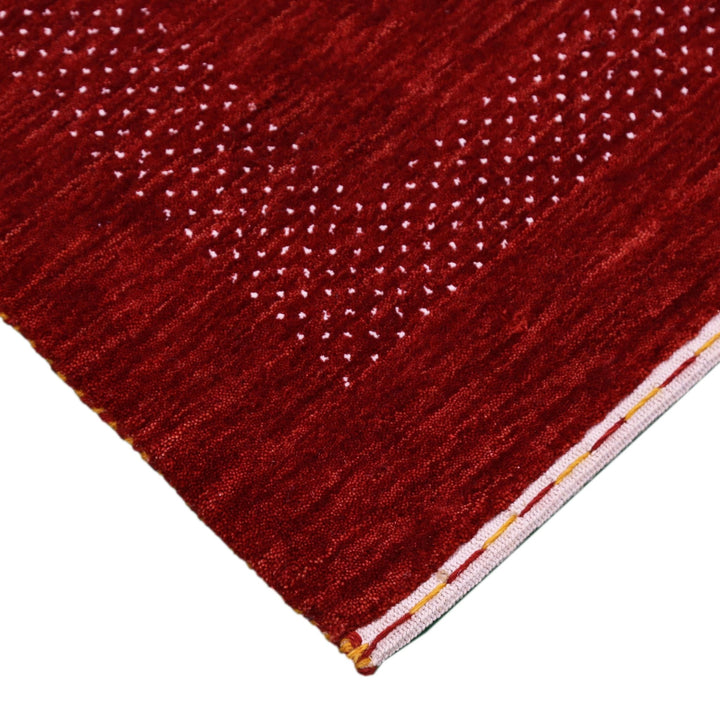 Ready to Ship Red Contemporary Center Design Hand Loomed Wool Area Rug - The Rug Decor