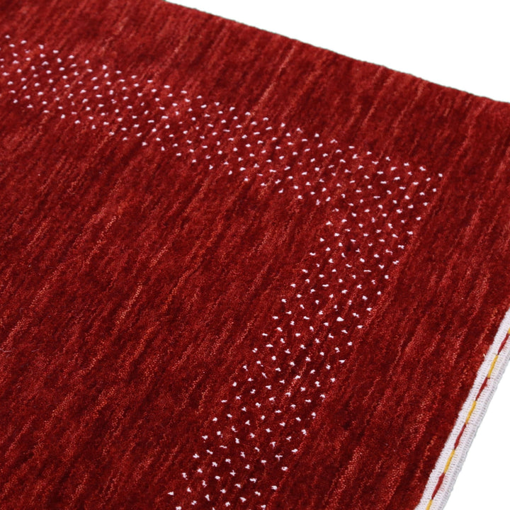 Ready to Ship Red Contemporary Center Design Hand Loomed Wool Area Rug - The Rug Decor