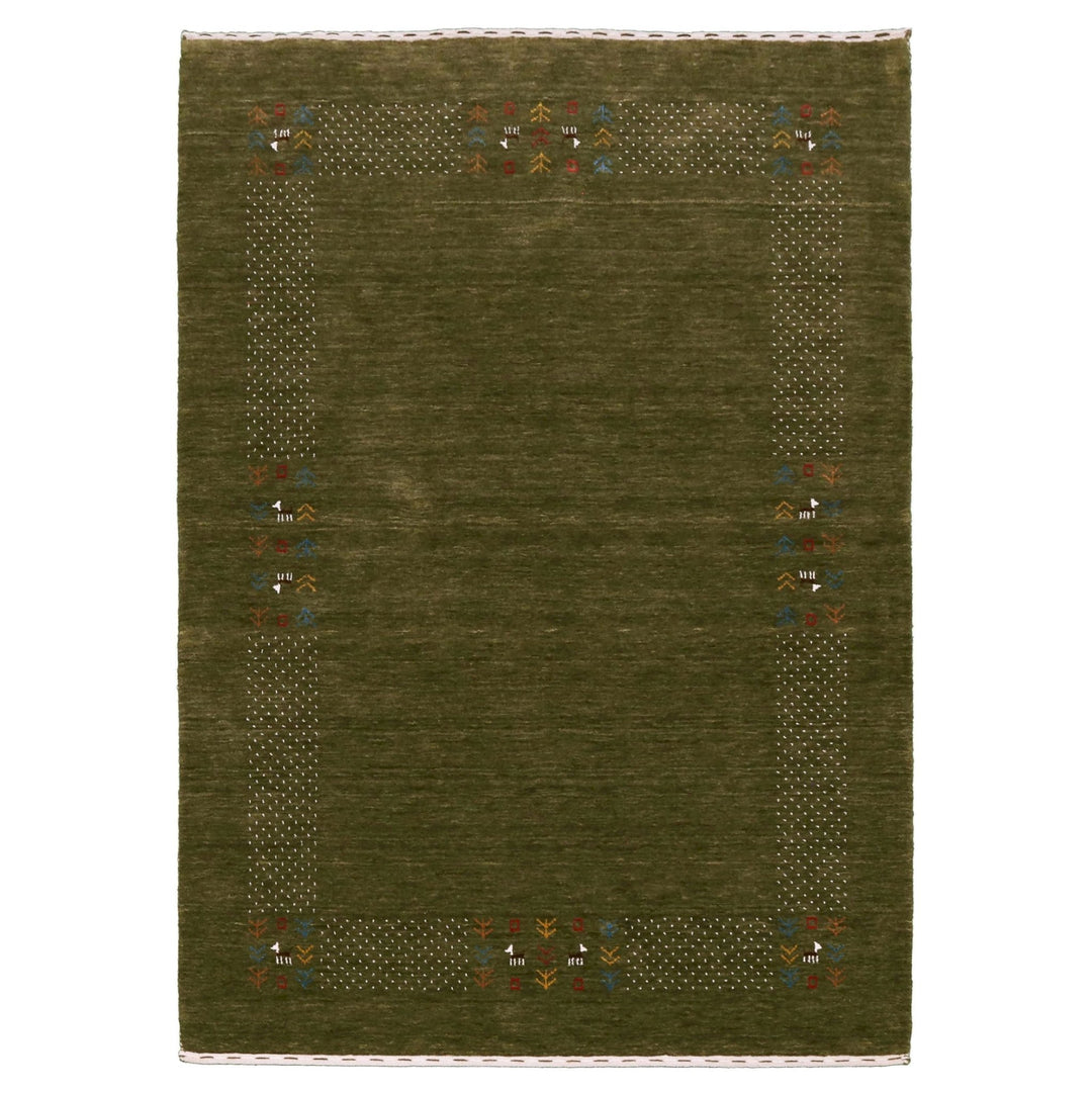 Ready to Ship Solid with Border Patterns Hand Loomed Wool Area Rug - The Rug Decor