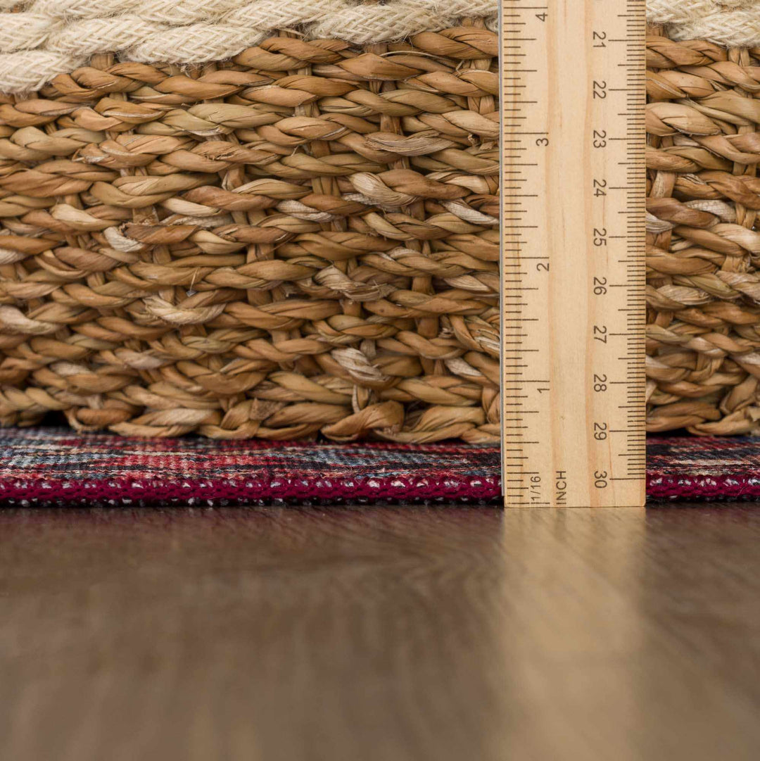 Rich Maroon, Tan and Blue Traditional Heriz Medallion Vintage Style Multi Size rug - The Rug Decor