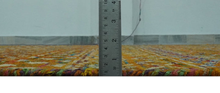 Rust and Beige 6x8.6 Contemporary Southwestern Tribal Trellis Recycled silk Rug - The Rug Decor