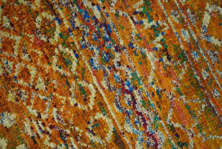 Rust and Beige 6x8.6 Contemporary Southwestern Tribal Trellis Recycled silk Rug - The Rug Decor