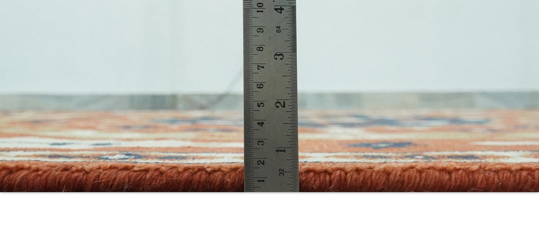 Rust and Blue Hand Knotted Traditional Medallion Mamluk Design Multi Size wool Rug - The Rug Decor