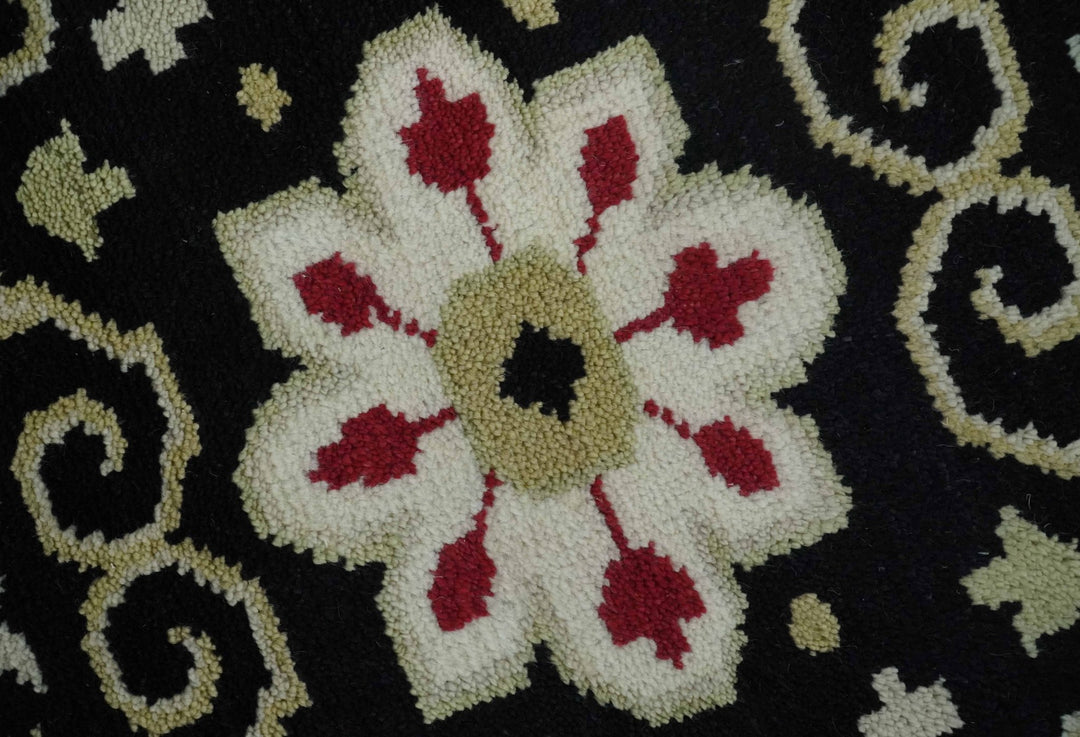 Rust, Ivory, Black and Beige 8x10 Hand Knotted Traditional Heriz wool Rug - The Rug Decor