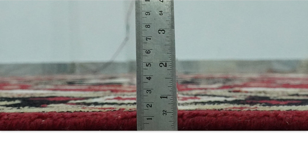 Rust, Ivory, Black and Beige 8x10 Hand Knotted Traditional Heriz wool Rug - The Rug Decor