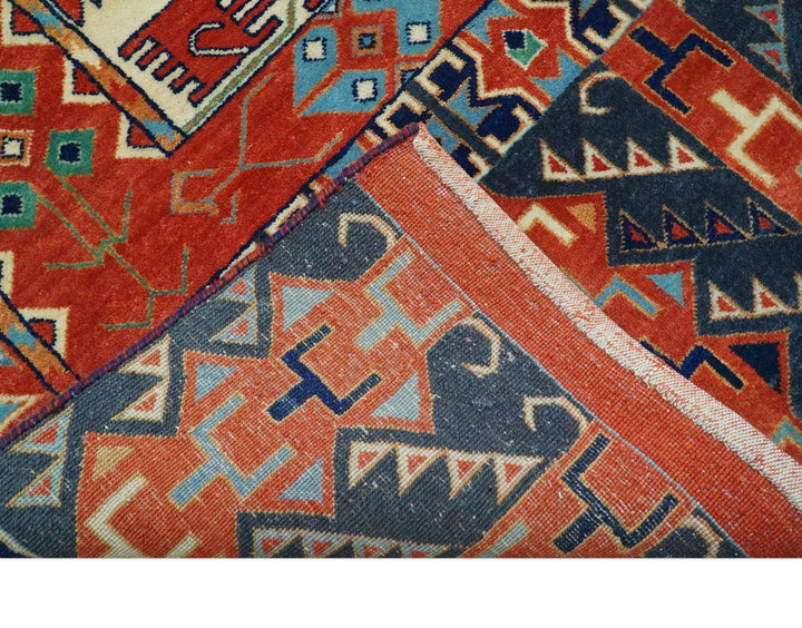 Rust Traditional Tribal Design 8x11.7 Hand Knotted wool Area Rug - The Rug Decor