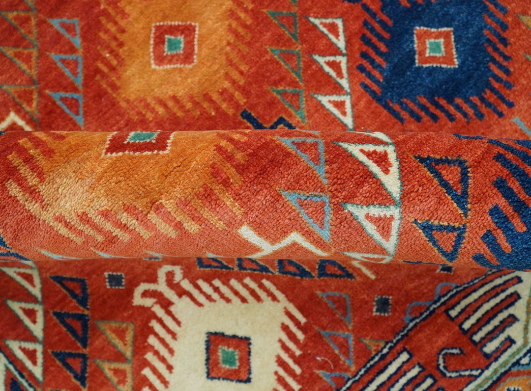 Rust Traditional Tribal Design 8x11.7 Hand Knotted wool Area Rug - The Rug Decor