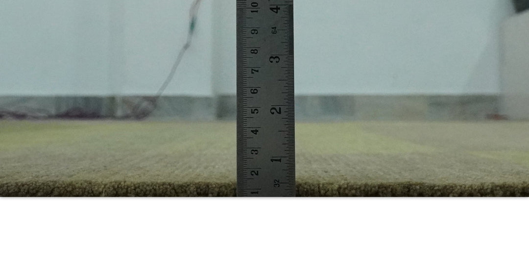 Shades of Green Modern Geometrical Stripes Design Hand loom 5x8 wool Area rug - The Rug Decor