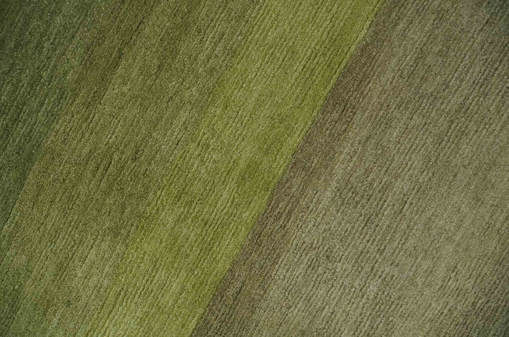 Shades of Green Modern Geometrical Stripes Design Hand loom 5x8 wool Area rug - The Rug Decor