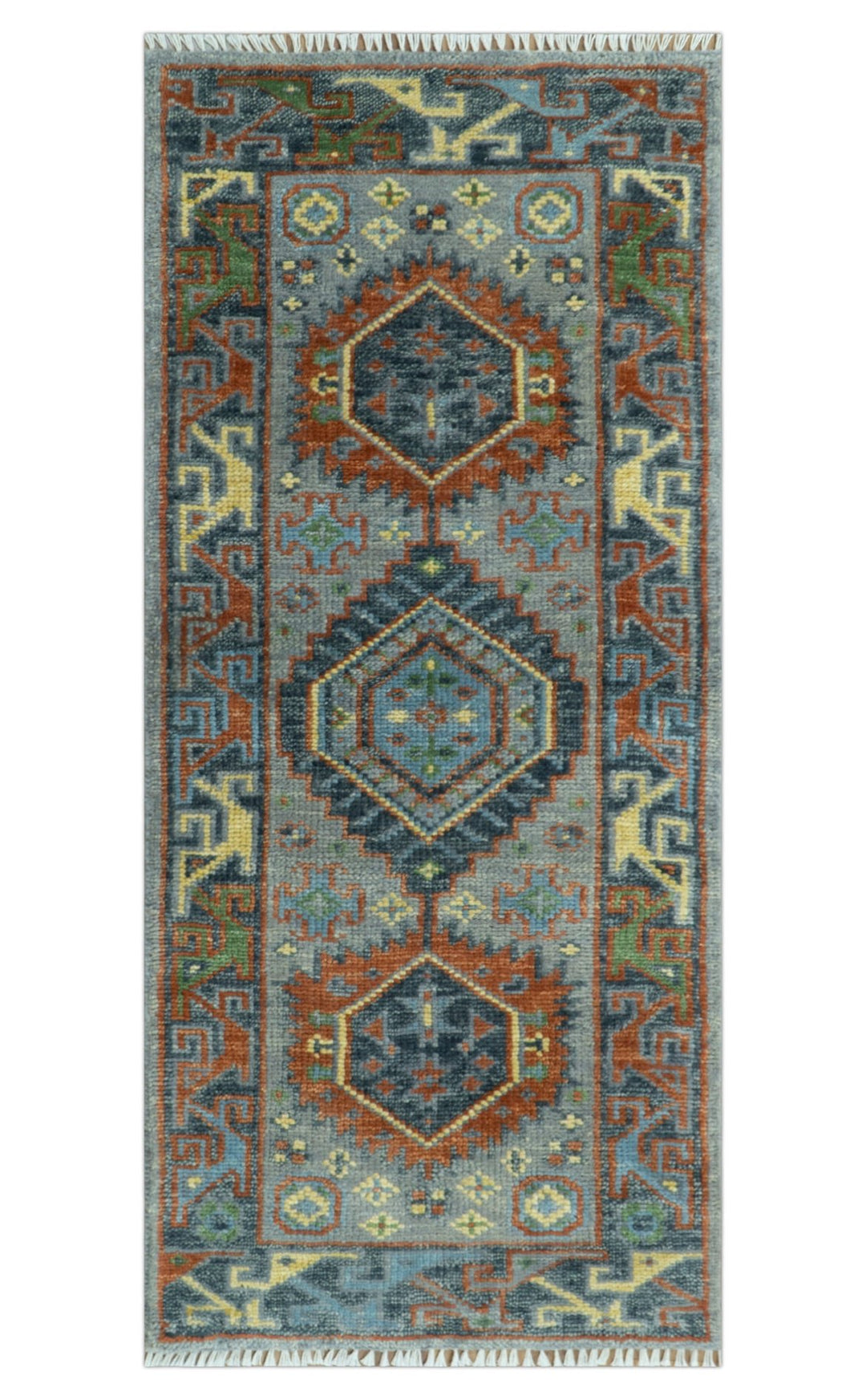 Silver and Rust Oriental Hand Knotted Traditional Living Room Custom made wool Area Rug - The Rug Decor