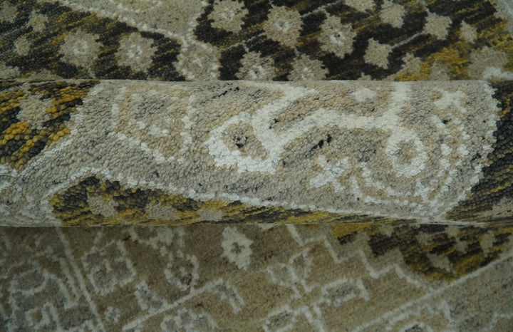 Silver, Beige, Olive and Charcoal Hand Knotted Traditional Heriz 5x8 wool Area Rug - The Rug Decor