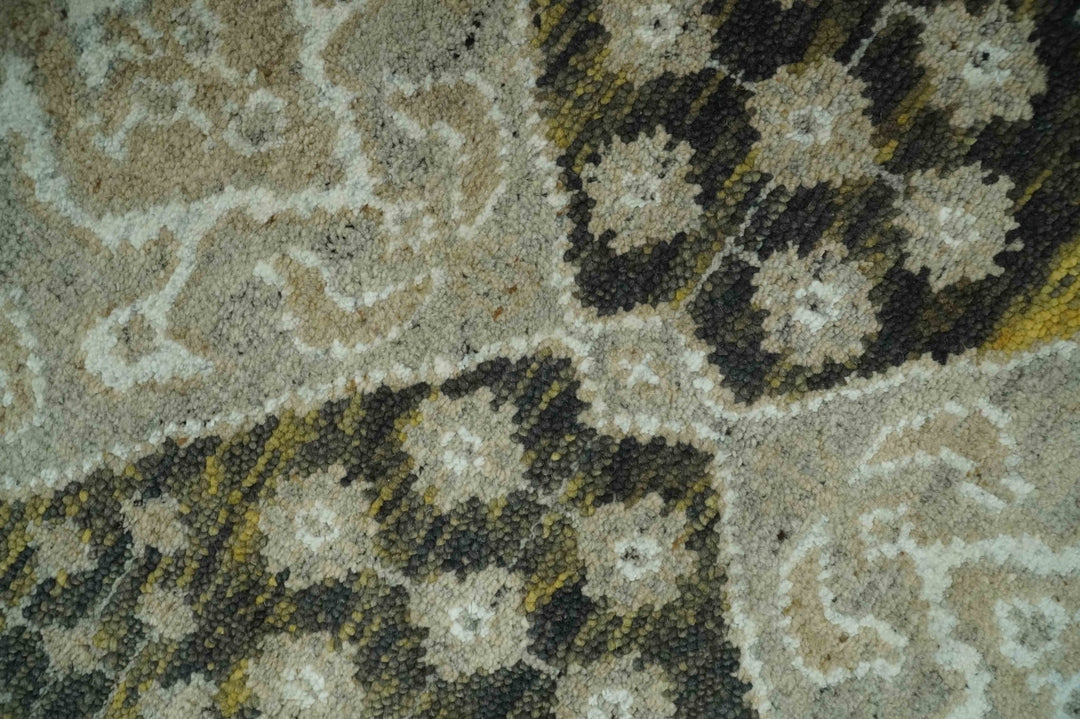 Silver, Beige, Olive and Charcoal Hand Knotted Traditional Heriz 5x8 wool Area Rug - The Rug Decor