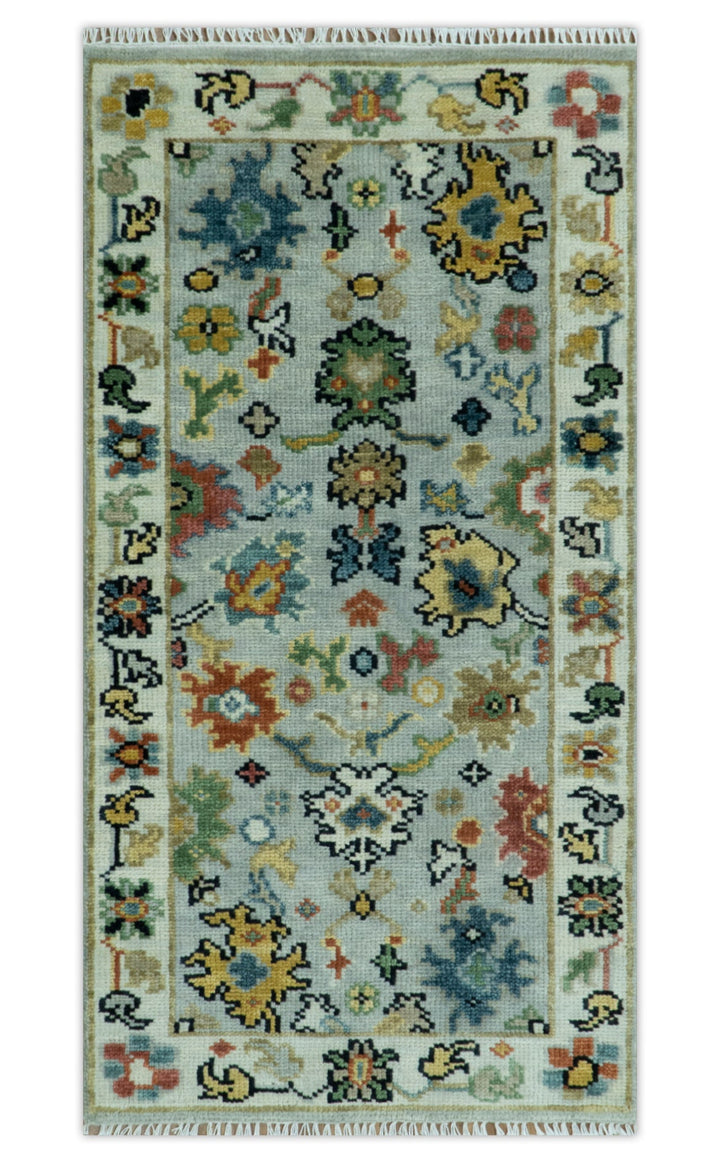 Silver, Ivory and Beige vibrant Colorful Hand knotted Multi Size Traditional Oushak wool Rug - The Rug Decor