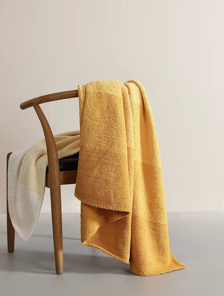 Simple and Elegant Granite and Marigold Striped Lightweight Throw - The Rug Decor