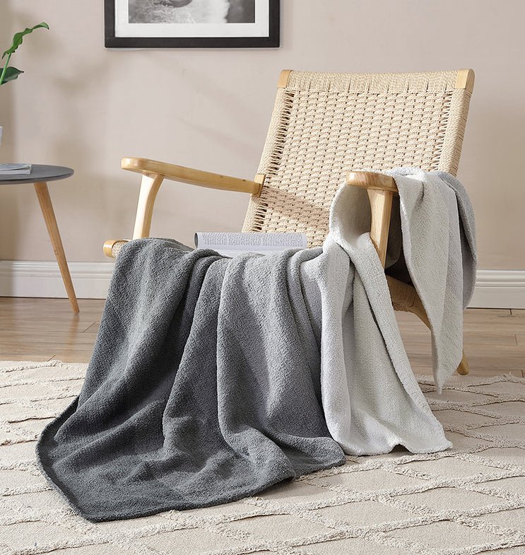 Simple and Elegant Granite and Marigold Striped Lightweight Throw - The Rug Decor
