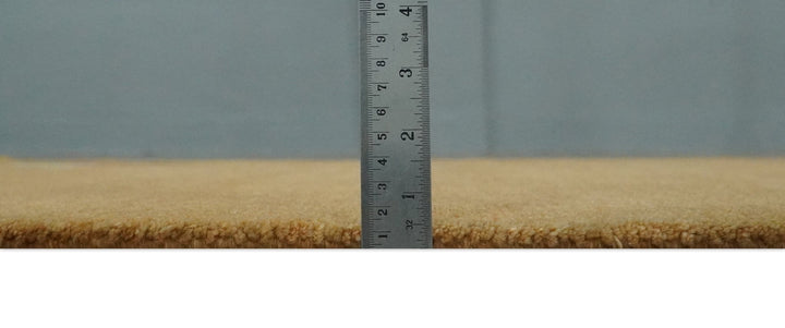 Solid Gold with Multi Color geometrical design Hand loom 4x6 Wool Area Rug - The Rug Decor