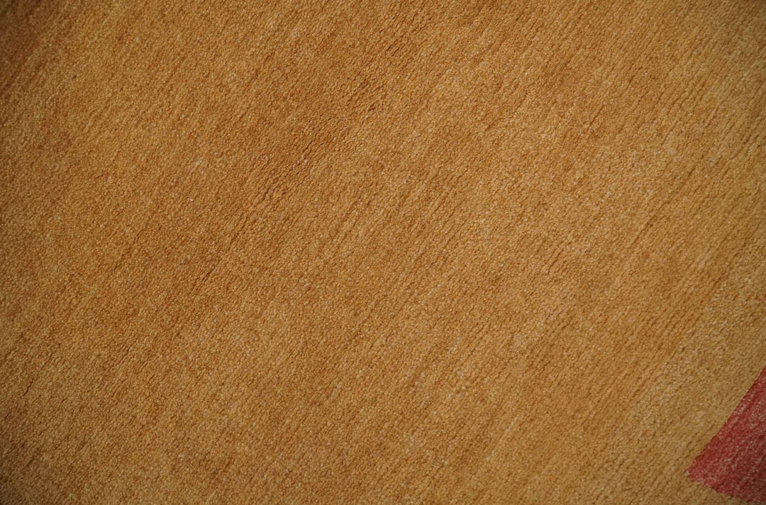 Solid Gold with Multi Color geometrical design Hand loom 4x6 Wool Area Rug - The Rug Decor