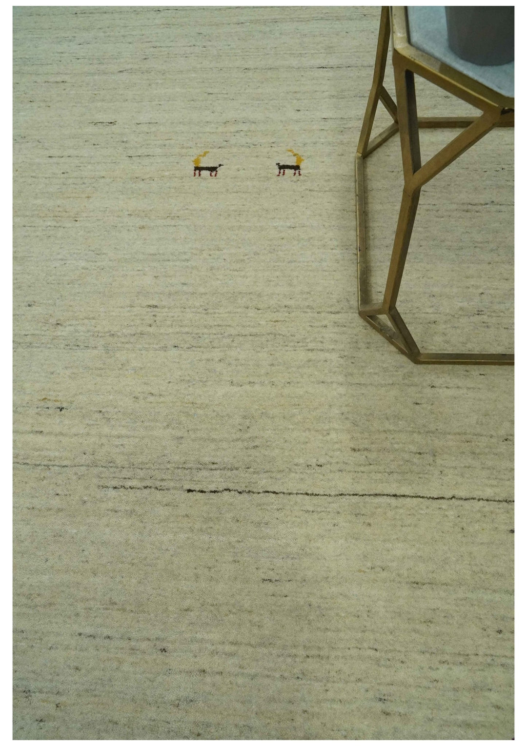 Solid Plain Beige and Charcoal Hand loom 4.6x7 wool area Rug - The Rug Decor