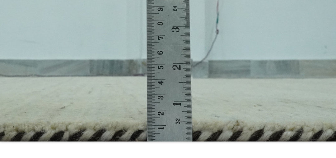 Solid Plain Beige and Charcoal Hand loom 4.6x7 wool area Rug - The Rug Decor