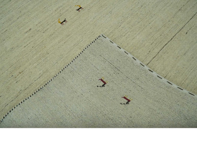 Solid Plain Beige and Charcoal Hand loom Multi size wool area Rug - The Rug Decor