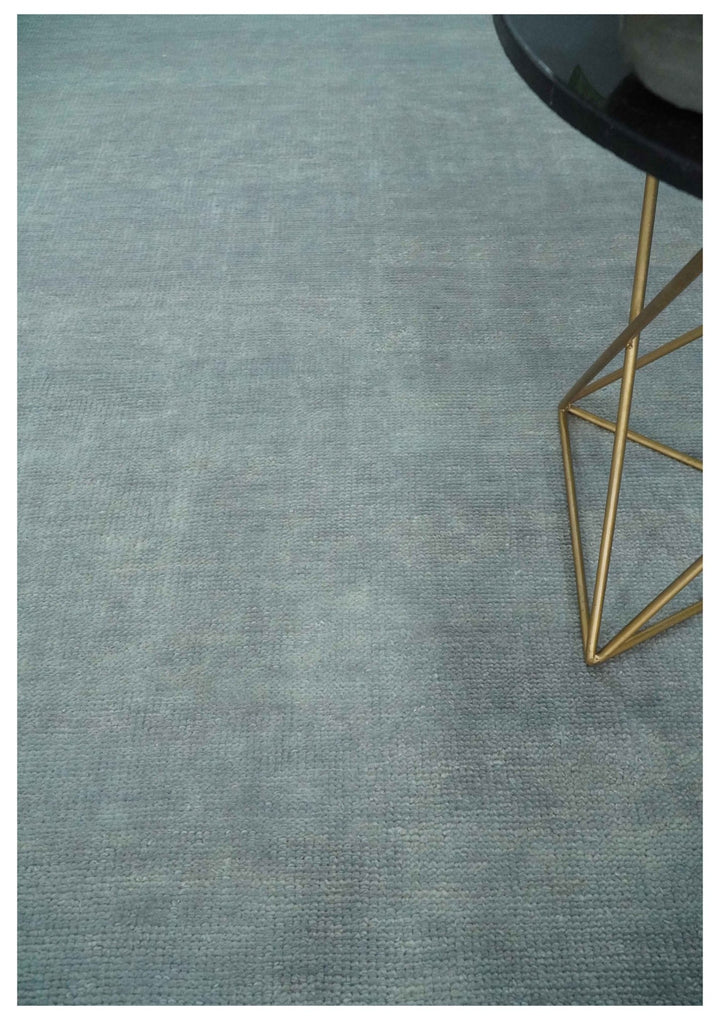 Solid Plain Gray Hand knotted Modern look 8x10 wool Area Rug - The Rug Decor